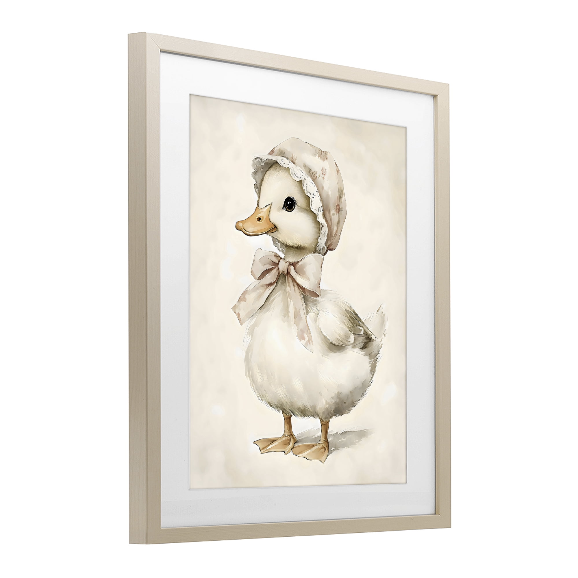 Stupell Industries Duck Wearing Bonnet Birch Framed Print Under Glass, design by Arlington Prints