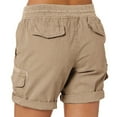 thumbnail image 3 of Women's Summer Casual Cargo Shorts Elastic Waist Drawstring Hiking Shorts with Pockets, 3 of 5