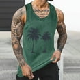 thumbnail image 2 of ZCFZJW Men's Workout Tank Tops Cotton Gym Cut Off Sleeveless Tropical Palm Tree Graphic T Shirt Bodybuilding Fitness Muscle Athletic Tank Tops Green S, 2 of 5
