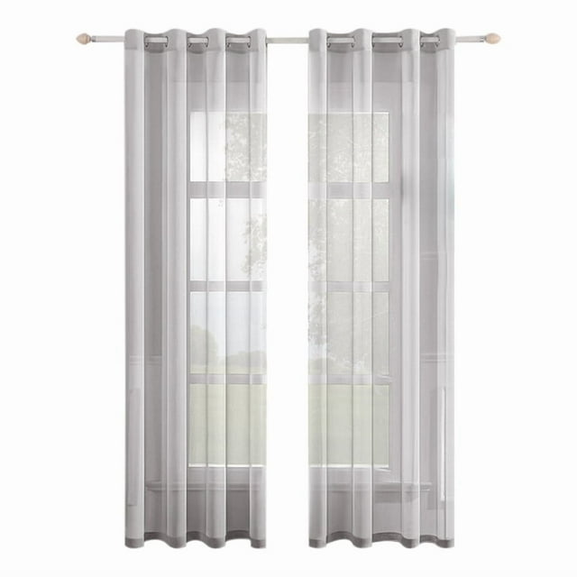 Coofit Sheer Curtain Solid Color All-match Translucent Window Gauze Window Panel