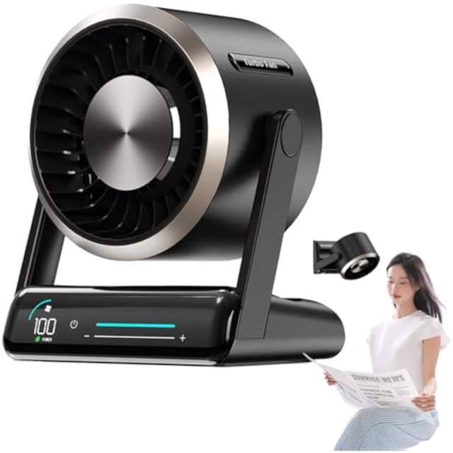 Smart Digital Display Touch Desktop Fan With LED Display, USB Desk Table Fan, Smart Table Fans, 100Speeds, Silent Air Circulator Fans, 120° Adjustable Head Tilt, Mini Desktop Cooler for Indoor (Black)