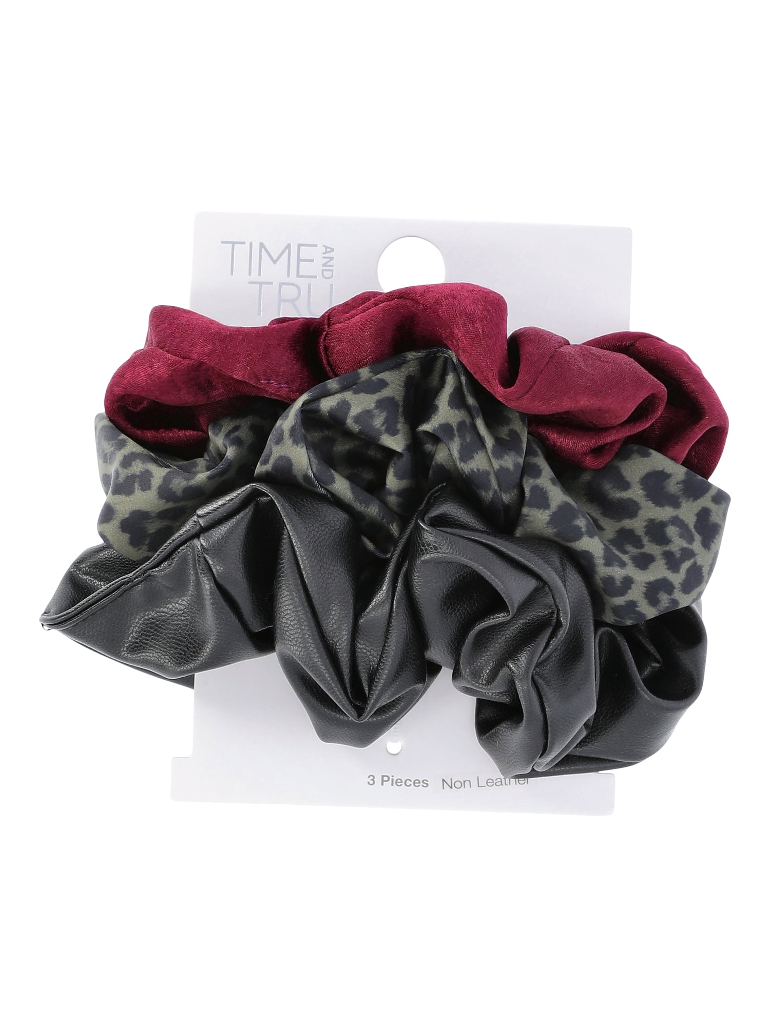 Time and Tru Women's Medium Scrunchy Hair Tie, 3-Pack, Tan