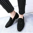 thumbnail image 7 of Santimon Men Velvet Loafers Rhinestone Flats Slip On Dress Tuxedo Shoes Black 7.5 US, 7 of 7