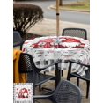 thumbnail image 4 of Outdoor Tablecloth with Umbrella Hole and Zipper, Valentine's Day Square Table Cloth 54x54 Inch Waterproof Tablecloth, Red Gnomes Love Letter Buffalo Plaid Picnic Table Cover for Patio Camping, 4 of 7