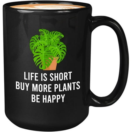 

Novelty Plant Lover Coffee Mug - Lfe Is Short Buy More Plants - Camper Funny Adventure Gardening Hobby 11 Oz