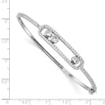 thumbnail image 2 of Sterling Silver Rhodium-plated Sliding Cubic Zirconia Stones Hinged Bangle Bracelet, 2 of 4