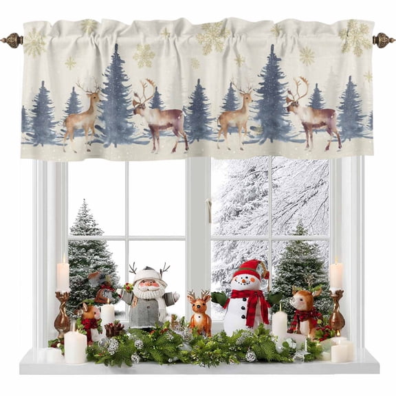 Valances for Windows Christmas Leaf Rod Pocket Cafe Window Treatments Valance Curtains for Kitchen Bathroom Laundry Basement Windows 54"x18"