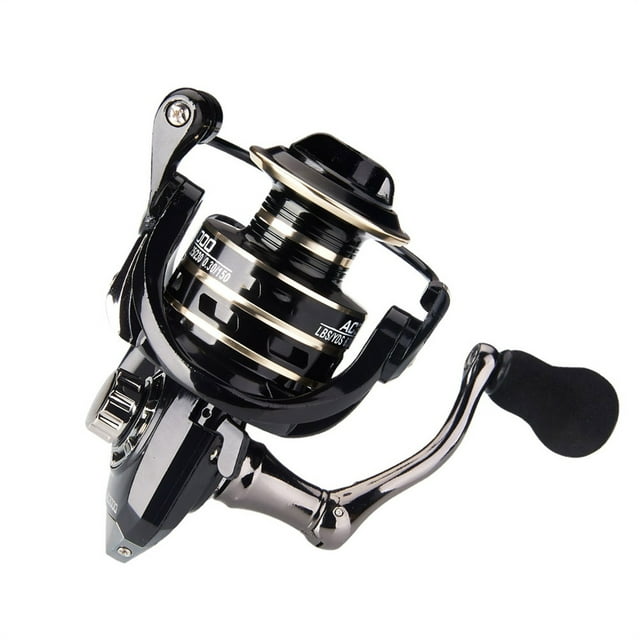 Moulinet de Pêche 5.2:1 8KG Drag Max 1000H-6000H Poignée en Acier Inoxydable Moulinet à Eau Salée pour la Pêche, Cadre Squelettique en Aluminium Rigide