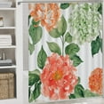 thumbnail image 5 of 4 Piece Shower Curtain Sets Shower Curtain Set with Non-Slip Rugs Toilet Lid Cover And Bath Mat Spring Peach Watercolor Floral Waterproof Fabric Bath Curtains Spring Flowers for Bathroom Decor, 5 of 8