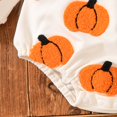 thumbnail image 5 of YWIYIUD InfantBaby Girl Clothes Soft Ruffle Long Sleeve Pumpkin Sweatshirt Bubble Romper Fall Halloween Outfit Set Crew Neck Jumpsuit with Bow Headband Toddler Girl Fall Clothing 3-6 Months, 5 of 8