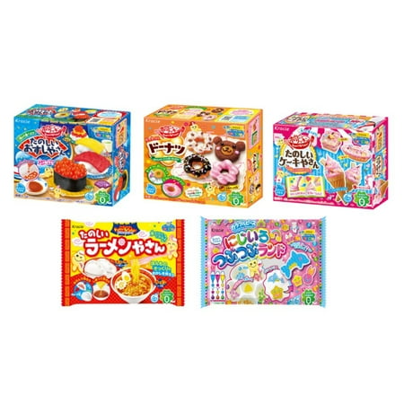 Kracie Popin' Cookin' DIY Gummy Candy Making Kit 5-Piece Box/Bag Set B (Sushi, Donut, Ice Cream, Ramen, Nijiiro Tsubu Tsubu (Best Popin Cookin Set)