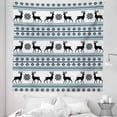 thumbnail image 1 of Nordic Tapestry, Chevron Zigzags Winter Floral Arrangement Norwegian Reindeer Snow Pattern, Fabric Wall Hanging Decor for Bedroom Living Room Dorm, 5 Sizes, Black White Sky Blue, by Ambesonne, 1 of 1