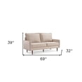 thumbnail image 3 of 69" Beige Velvet and Dark Brown Sofa, 3 of 7