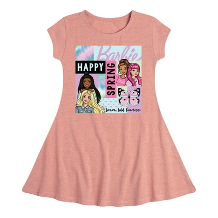 

Barbie - Happy Spring - Brave Bold and Fearless - Toddler And Youth Girls Fit And Flare Dress