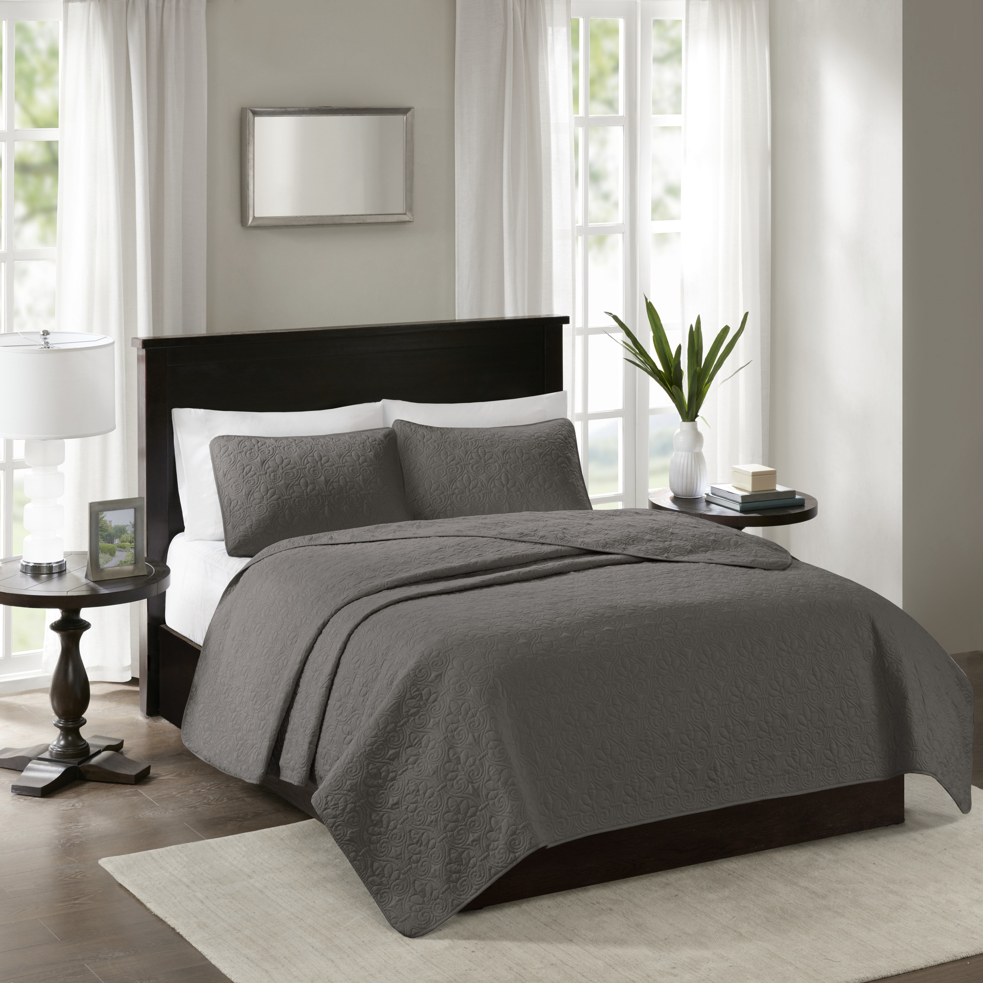 Home Essence Vancouver Super Soft Reversible Coverlet Set, Full/Queen, Dark Grey - image 3 of 13