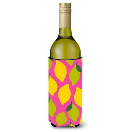 

Lemons & Limes on Pink Wine Bottle Beverge Insulator Hugger