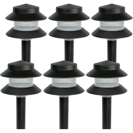 Low Voltage Halogen Shower - PARADISE NEW GL22627 Black Low Voltage Plastic 4W Path Light (6 Pack)