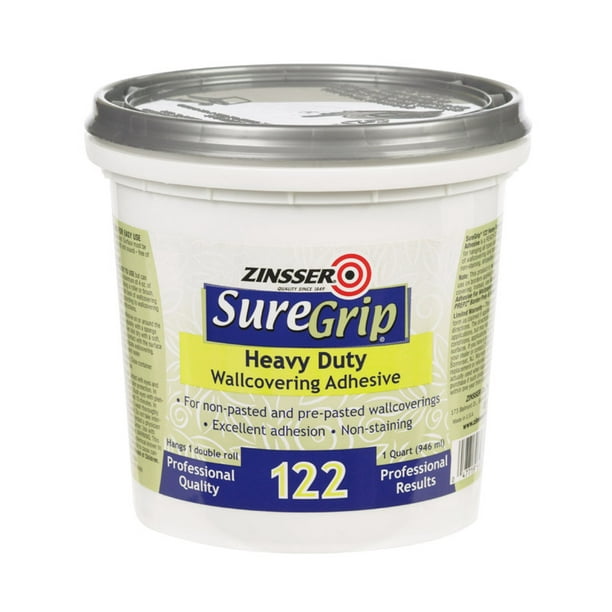 Zinsser Suregrip Heavy Duty Strippable Wallcovering Adhesive 1 Qt Container Clear Paste Walmart Com Walmart Com