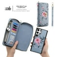 thumbnail image 5 of ELEHOLD Multi-Functional Wallet Case for Samsung Galaxy S23 6.1", Large Capacity 14 Card Slots Magnetic Detachable Phone Case with Wristband Shoulder Strap Luxury Flower Purse Case, Grey, 5 of 10