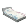 thumbnail image 2 of Ambesonne Floral Fitted Sheet & Pillow Sham Set, Flower Field Spring Art, Twin, Teal Lilac Dried Rose, 2 of 2