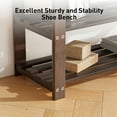 thumbnail image 5 of 3-Tier Bamboo Shoe Storage Bench for Entryway, Wood Hallway Shoe Rack Shoe Organizer Shelf for Living Room, Bedroom, 11"D x 27.5"W x 17.5"H, Brown, 5 of 8