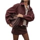 thumbnail image 3 of Chaqueta de Solapa de Larga para Mujer, Abrigo de Ante Holgado Informal de Moda para , Otoño e Invierno Marrón L, 3 of 9