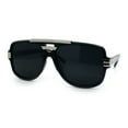 thumbnail image 3 of Classic 80s Rapper Mid Temple Flat Top Bridge Thick Plastic Racer Sunglasses Black Silver - Black, 3 of 4