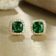 thumbnail image 3 of 2Ct Cushion Cut Simulated Emerald Women's Stud Earrings 14K Yellow Gold Plated, 3 of 4