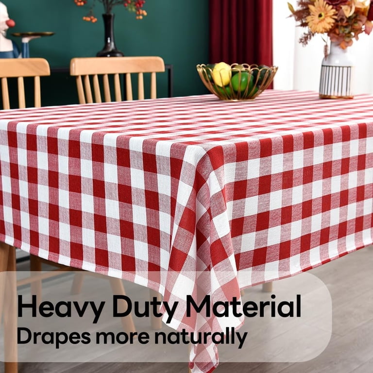 Hiasan 60x120 Inch Checkered Tablecloth - Sage Green & White Gingham, Stain Resistant, Washable