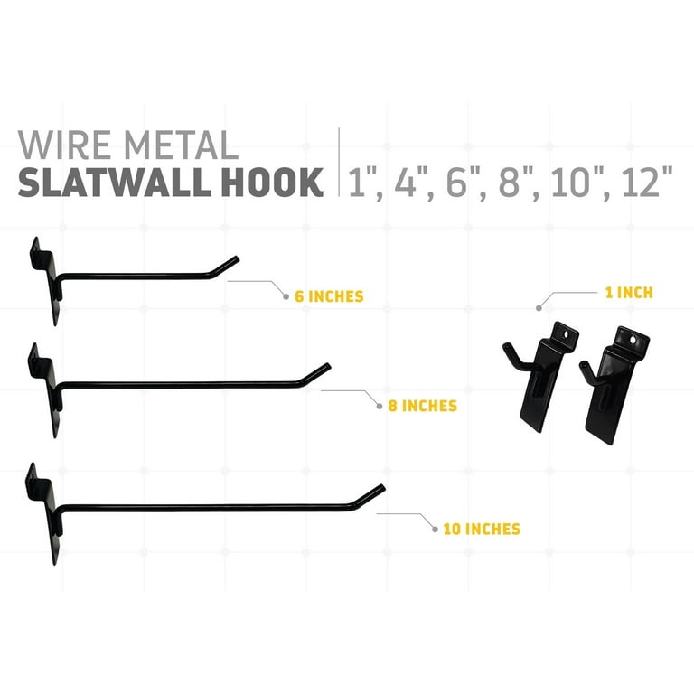 Heavy-Duty Gridwall Hooks for Any Retail Display (Pack of 25) with 4 in.  Hook and 6 in. Hook