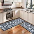 thumbnail image 3 of Kitchen Rugs Sets Of 2,Blue Geometric Diamond Triangle Pattern Anti Fatigue Kitchen Mat Rugs Non Slip Washable,Decorative Kitchen Floor Mats for Kitchen,Sink,Laundry,17"x47"+17"x47", 3 of 5