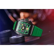 GUANQIN Men Automatic Wrist Watch Skeleton Tourbillon Tonneau Design Waterproof Adjustable Silicone Strap Business Luminous Sapphire Crystal Multifunction Clock
