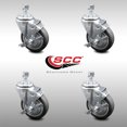 thumbnail image 2 of 4 Inch SS Thermoplastic Rubber Swivel ½ Inch Threaded Stem Caster Set Brake SCC, 2 of 2
