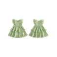 thumbnail image 2 of BemeyourBBs Toddler Baby Girl Summer Dress Outfit Little Girl Sundress Casual Tiered Ruffles Flutter Sleeves A-Line Dress Beach Princess Party Dress Cute Clothes, 2 of 9