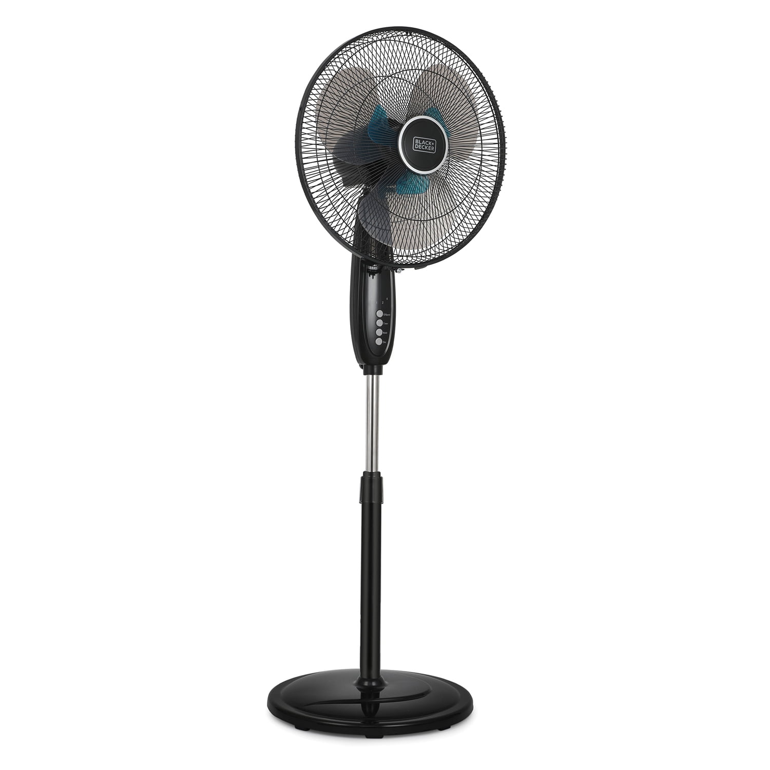 BLACK+DECKER 16-In. 3-Speed Dual-Blade Oscillating Stand Fan with Remote, Black, BFSD116B