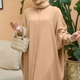 thumbnail image 5 of IDOPIP Women's Abaya Muslim Dresses Batwing Sleeve Henley Shirt Prayer Dress Middle East Arabian Robe, 5 of 5