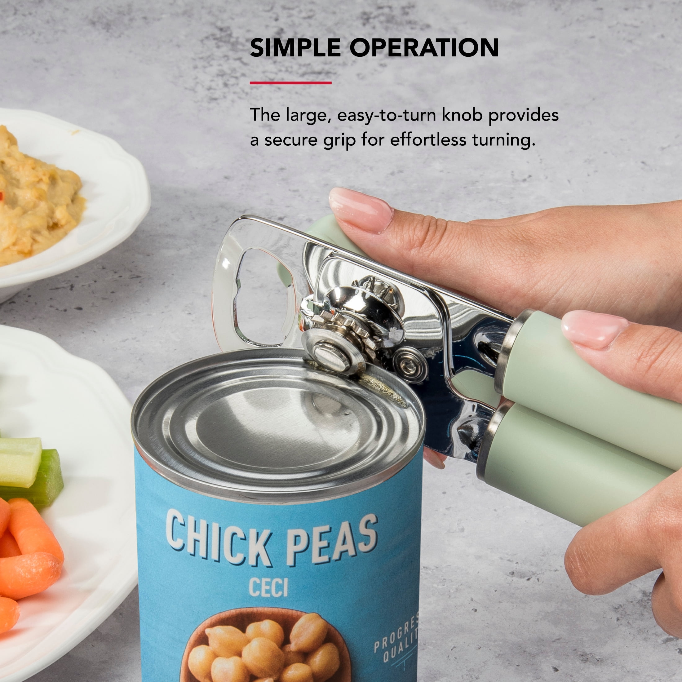 KitchenAid Stainless Steel Manual Can Opener with Bottle Opener and Ergonomic Grip, Pistachio