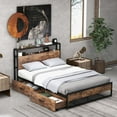 thumbnail image 1 of Costway Full Industrial Platform Bed Frame with Drawer Storage Headboard Charging Station, 1 of 9