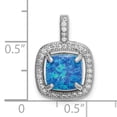thumbnail image 4 of Sterling Silver Rhodium-plated Blue Square Created Opal w/CZ Pendant QP4877, 4 of 4