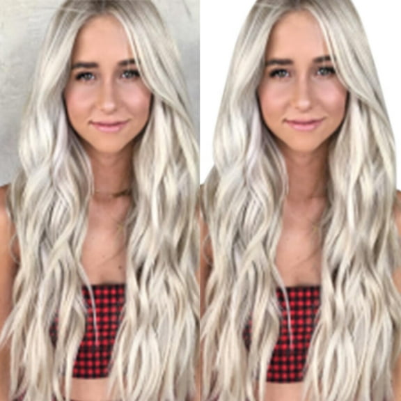 DOPI Women Mix Colors Gradient Long Curly Synthetic Wig Full Wig Wavy Wig   White