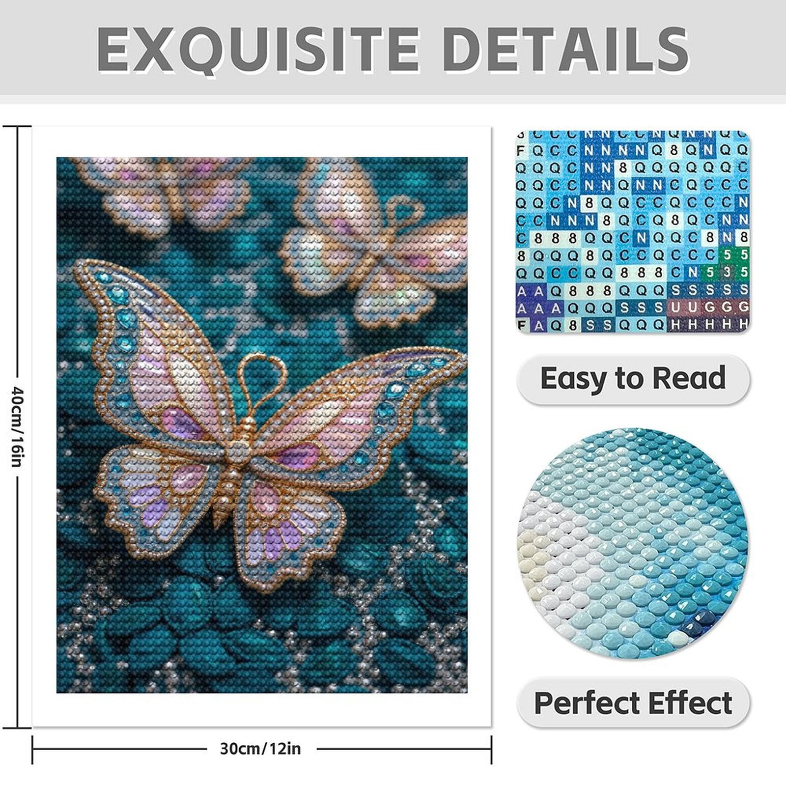 Diamond Art Kits for Adults - 5d Intricate Jewel Butterfly Ornament Diamond Painting for Adults, Diamond Art for Adults Beginners, Diamond Painting Kits for Adults for Home Wall Decor