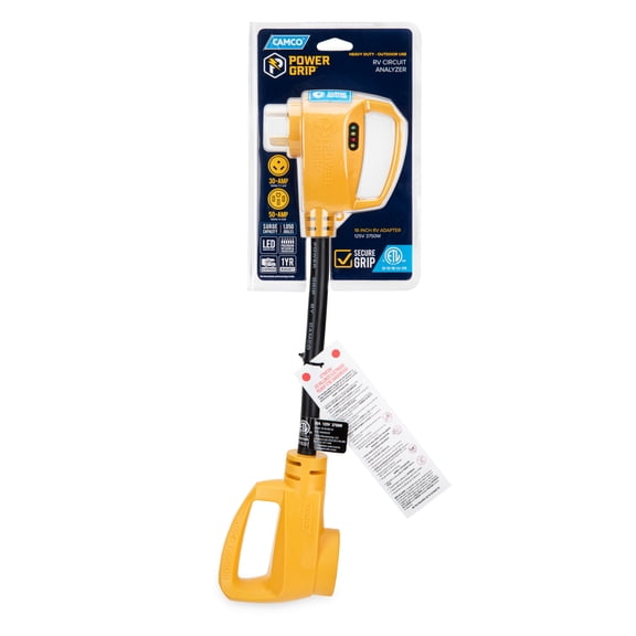 Camco Power Grip Dogbone Circuit Analyzer - 30/50 - 18-inches, Yellow (55460)
