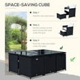 thumbnail image 4 of Outsunny 11 Pieces Wicker Patio Dining Set Outdoor Furniture Set with Removable Cushions, Glass Top Dining Table, PE Rattan Conversation Set for Garden Poolside Backyard, Black, 4 of 10