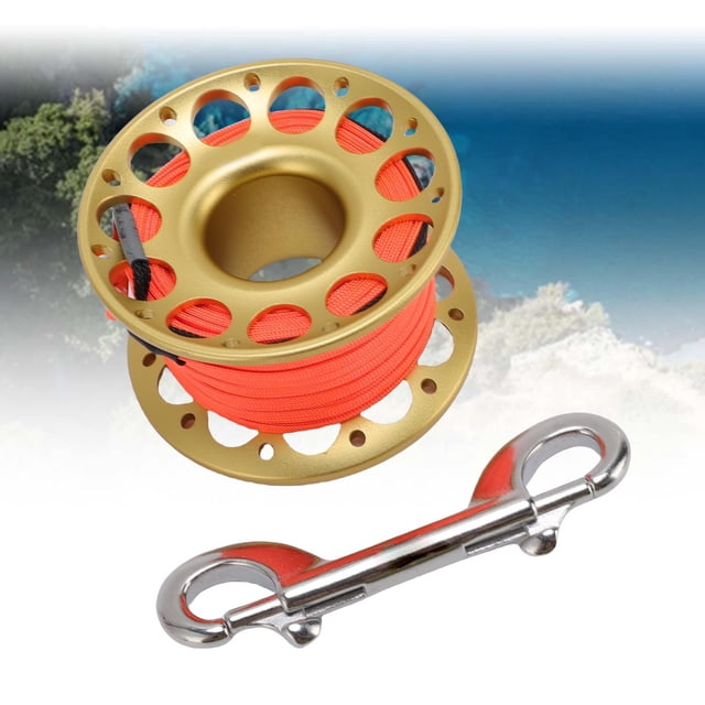 Fishing Line Reel, 30m / 98.43ft Aluminum Diving Reel Aviation Multi Purpose Finger Spool With Double Ended Hooks