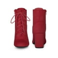 thumbnail image 4 of BLISSFUL STEP Women's Ankle Boots Faux Suede Chunky Heel Lace Up Side Zip Round Toe Booties Red 6, 4 of 4
