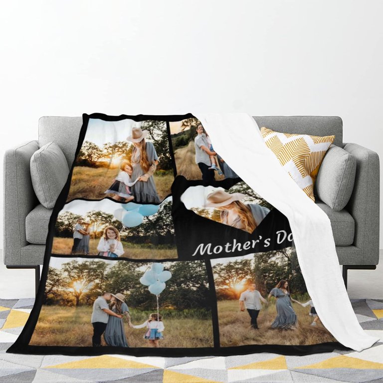 Sherpa Fleece Custom Photo Blanket - Soft, Warm, Fuzzy - Personalized Couples Gifts For Boyfriend, Girlfriend - Customized Picture Blanket For Birthday, Christmas