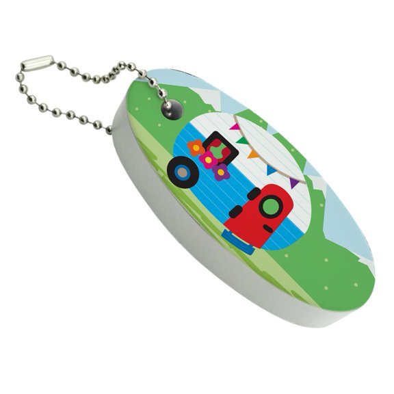 Vintage Retro Camper RV Camping Travel Trailer Floating Foam Keychain Fishing Boat Buoy Key Float