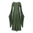 thumbnail image 7 of LEAVINGSUO Fall Dresses for Women 2023 Fashion Casual Round Neck Dress Long Sleeve Women Printed Women's Dress Long Dresses Army Green XXL, 7 of 7