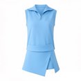 thumbnail image 6 of Women's Casual Tracksuit Outfit 2 Piece Matching Set Sleeveless Half Zip Polo Shirt and Wrap Skort Athletic Lounge Outfits Light Blue, 6 of 8