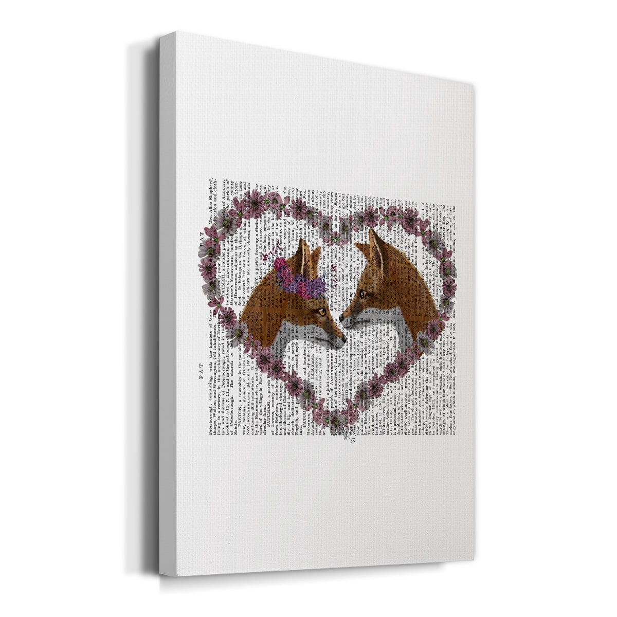 Foxes in Flowers Premium Gallery Wrapped Canvas - Ready to Hang